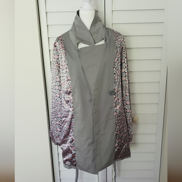 Vertigo Paris Blue/Gray Trench Coat Doble Breasted Button Down Jacket Size XL - Picture 9 of 15